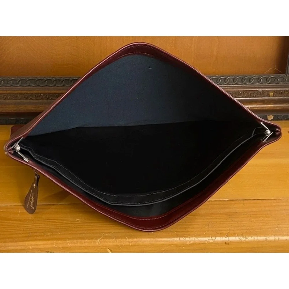 Hazel Portfolio Burgundy Vintage Faux Leather Document Case Hinged 16.5
